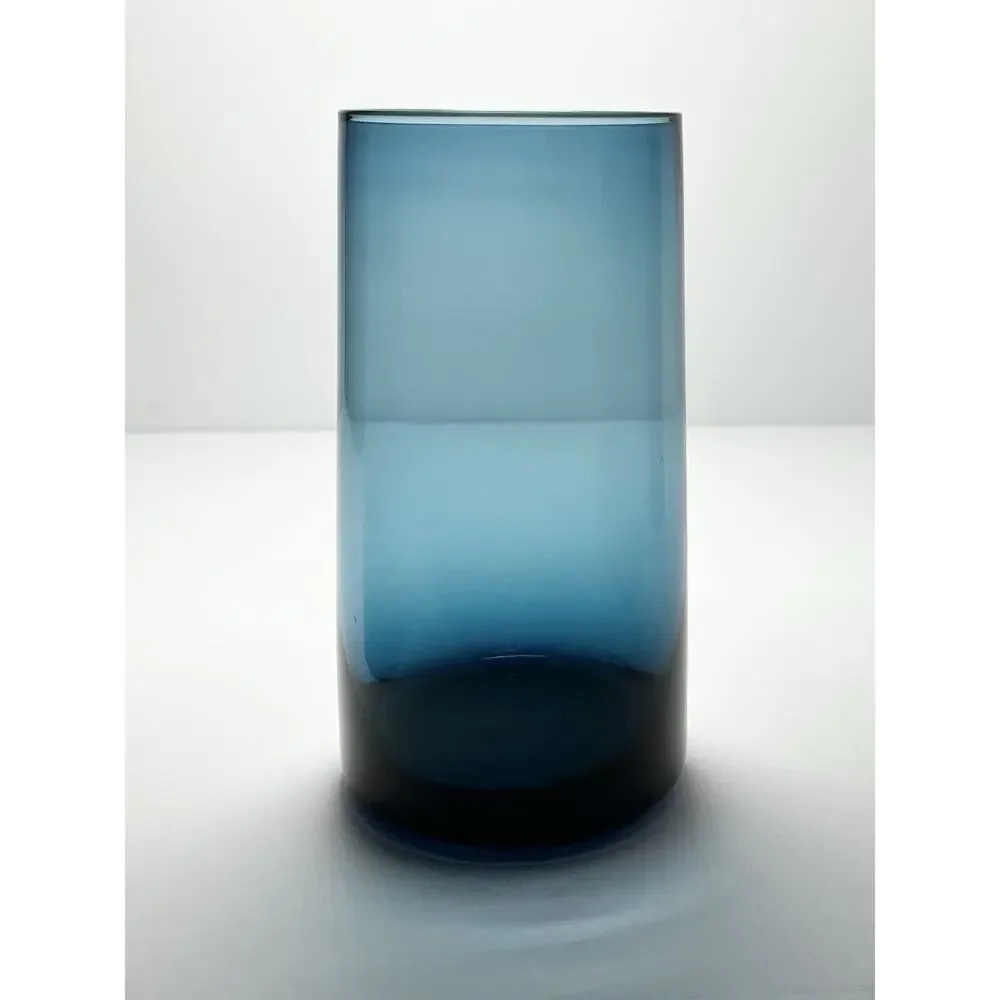 Pier 1 Set of 7 Blue Highball Tumbler Glasses 6 1/4” 24oz
